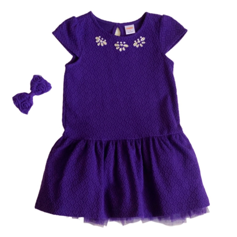 Purple Rhinestone Party Dress with Matching Bow